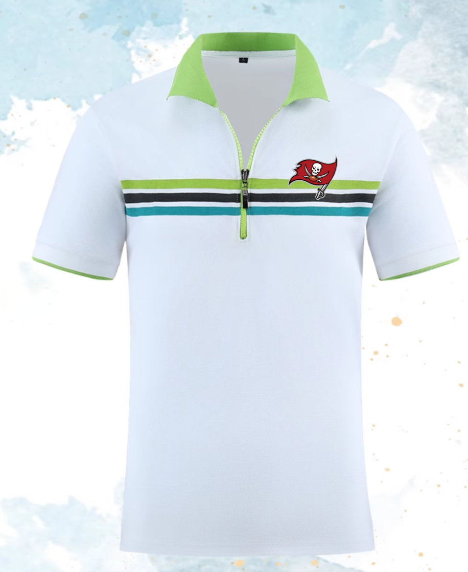 Tampa Bay Buccaneers white #18 Men 2025 NFL polo T shirt->nfl t-shirts->Sports Accessory